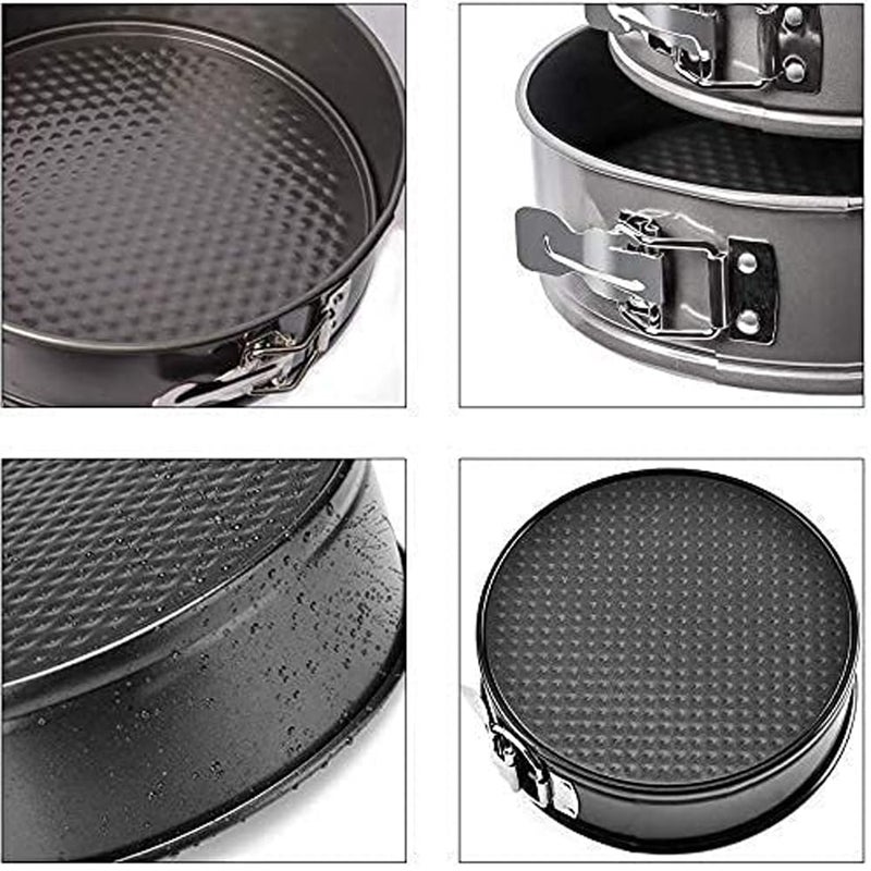 GABANIZ GABANIZ Round Cake Mould Set of 3pcs Non Sticky Removable Base Aluminum Made of Side Locks  - Image 4