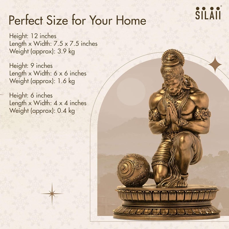 SILAII Lord Hanuman Blessed Divine Sculpture Antique Bronze Finish Handmade Religious Idol for Home Decor Gift 6 Inch - Image 4