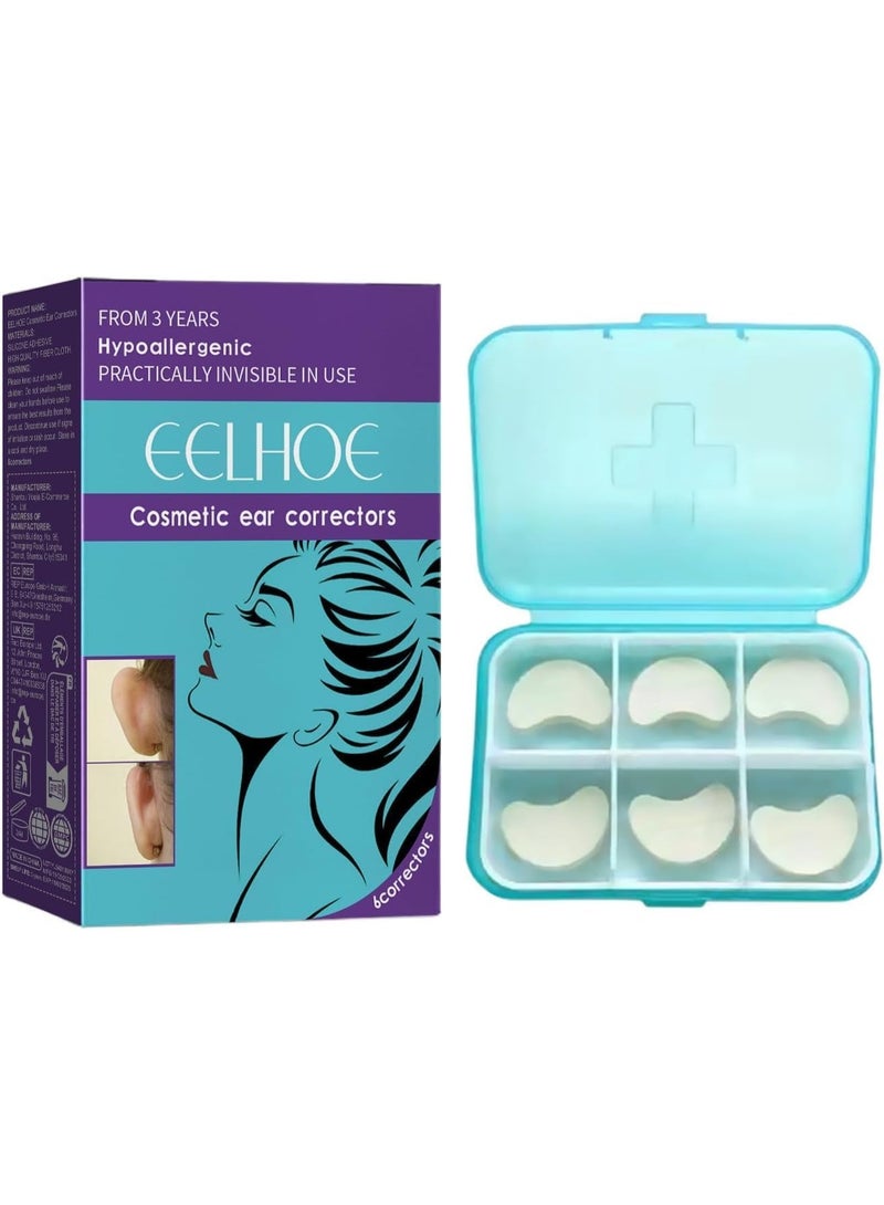 إيلهو ٦ قطع لاصقات تصحيح الأذن، شريط سيليكون شفاف غير مرئي لتعديل شكل الأذن، آمن وغير مؤلم للاستخدام التجميلي - Image 1