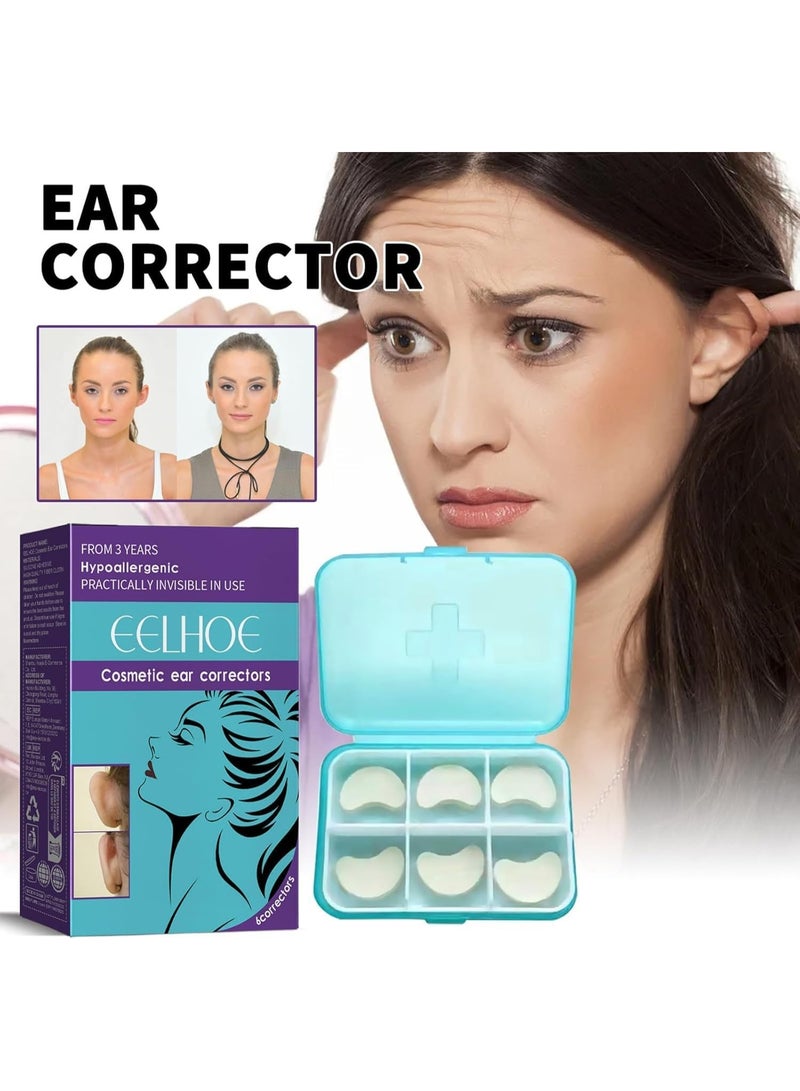 إيلهو ٦ قطع لاصقات تصحيح الأذن، شريط سيليكون شفاف غير مرئي لتعديل شكل الأذن، آمن وغير مؤلم للاستخدام التجميلي - Image 2