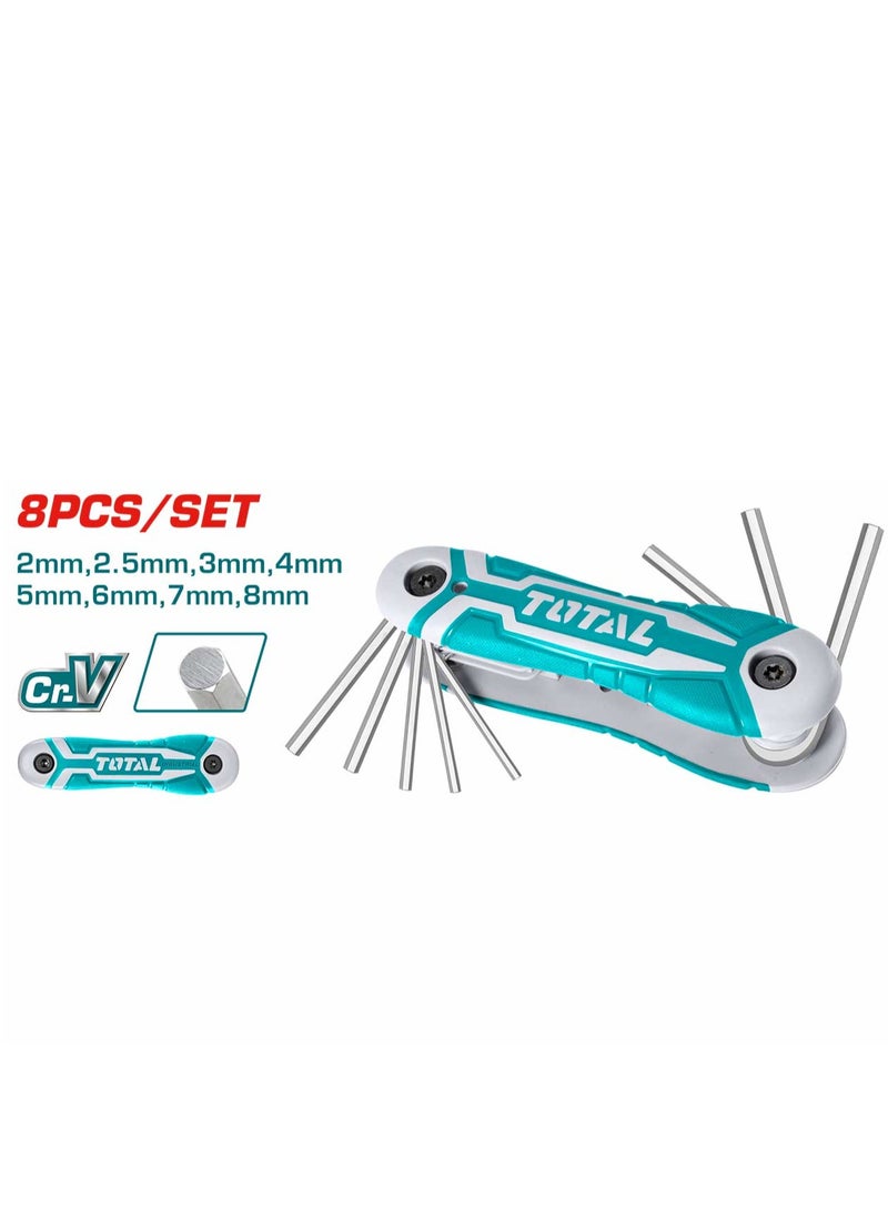 TOTAL Total Cr-V Hex Key 8PCS Pocket Set - Durable Heat Treated Chrome Plated Tools for Easy Access and Versatile Use  - Image 1