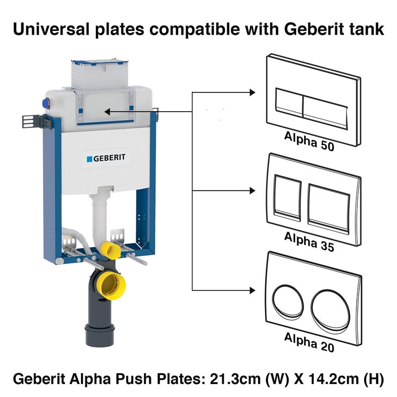 Geberit Alpha 35 Black Matt Flush Plate | 115.045.14.3 | 2 Years Warranty | Front Actuation Dual Push Plate - Image 2