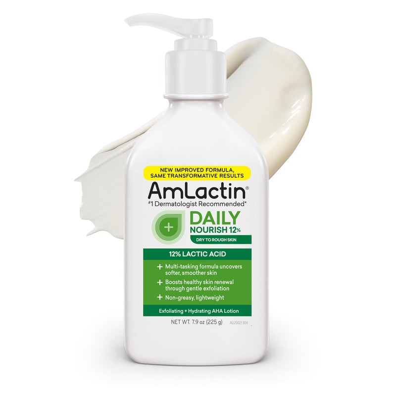 AmLactin أملاكتين يومي مغذي - لوشن علاجي للجسم للبشرة الجافة - مقشر ومرطب بدون فرك مع 12% حمض اللاكتيك AHA، 7.9 أونصة (قد يختلف التعبئة) - Image 1