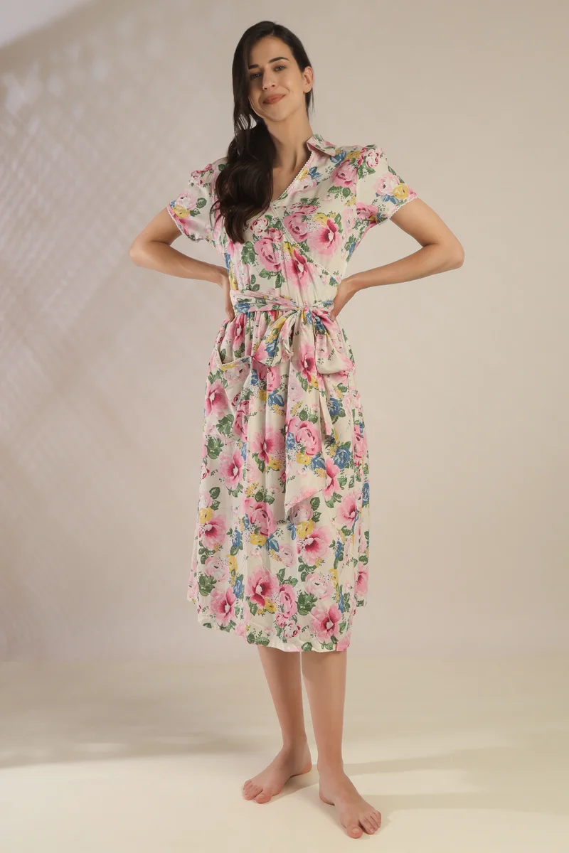 After Dark Wrap Dress, Multicolor Print