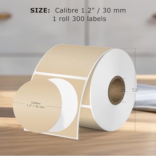 FINDAT Khaki Round Thermal Labels for M110 M120 M220 M221 1.18 Inch Circle Vinyl Thermal Stickers Self-Adhesive Waterproof Portable Direct Printer Label for Business Logo Design 300 PCS - Image 5