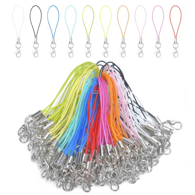 MKCYD 100Pcs Phone Charms Strap with Lobster Clasp Lanyard Straps,Lariat Lanyard Charms Pendant Clasp for Cell Phone USB Keychains DIY Jewelry Accessories - Image 1