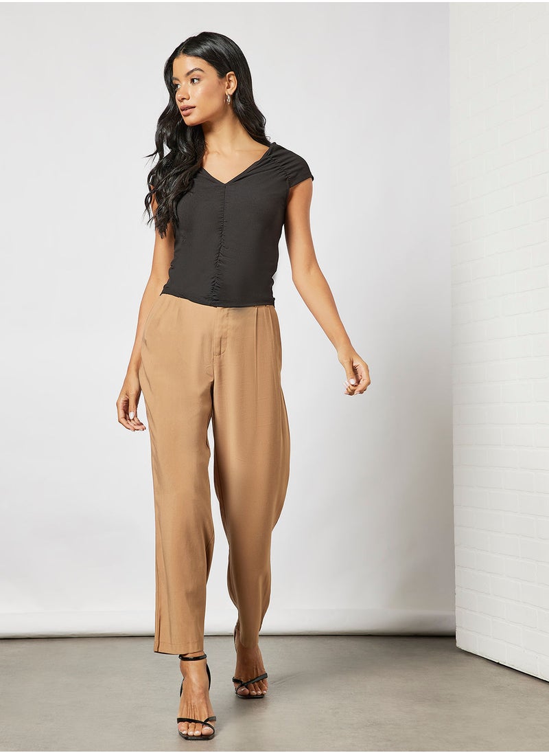 VERO MODA - Ruched Short Sleeve T-Shirt - Image 1