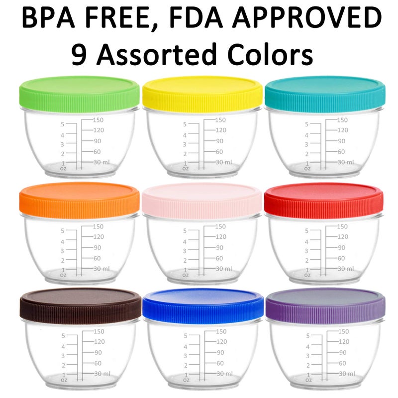 Youngever 18 Pack Baby Food Storage, 6 Ounce Baby Food Containers with Lids and Labels, 9 Assorted Colors - Image 3