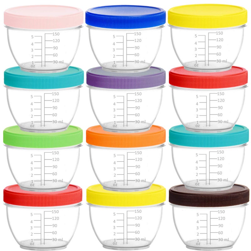 Youngever 18 Pack Baby Food Storage, 6 Ounce Baby Food Containers with Lids and Labels, 9 Assorted Colors - Image 1