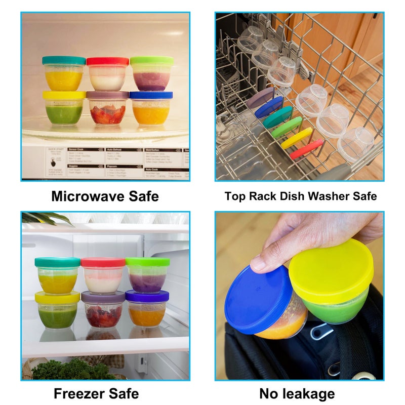 Youngever 18 Pack Baby Food Storage, 6 Ounce Baby Food Containers with Lids and Labels, 9 Assorted Colors - Image 5