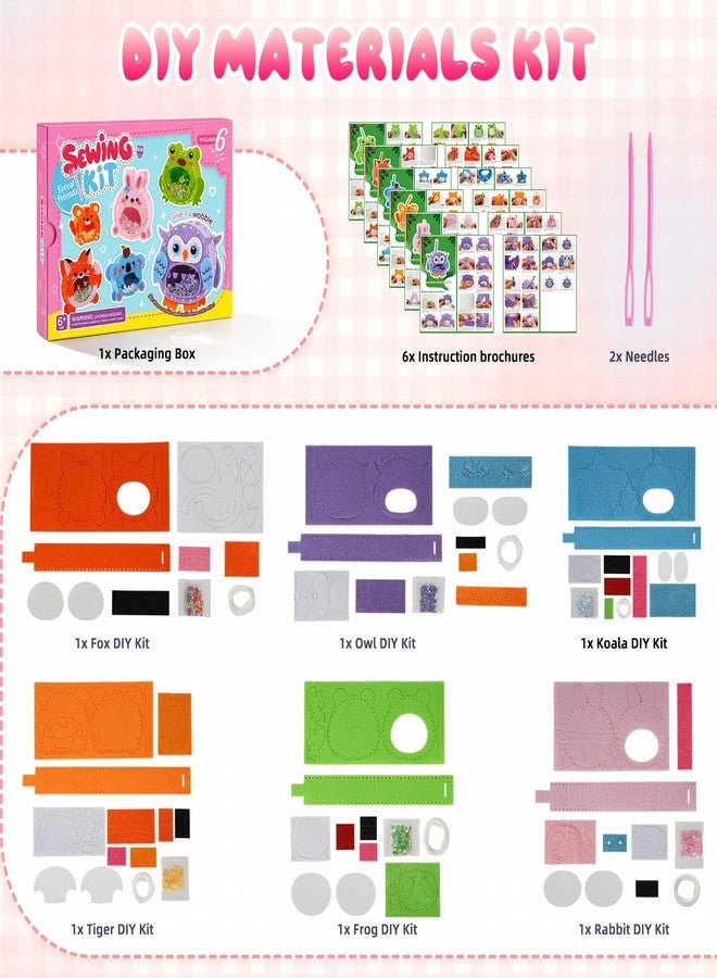 Gipony Sewing Kit for Kids Ages 6-12, Kids Sewing Kit with 6 DIY Forest Animal Craft Kits, Pre-Punched Felt & Instructions, Learn to Sew, Stitch Gifts for Girls, 6 & 7 Year Old Girl Birthday Gift - Image 3