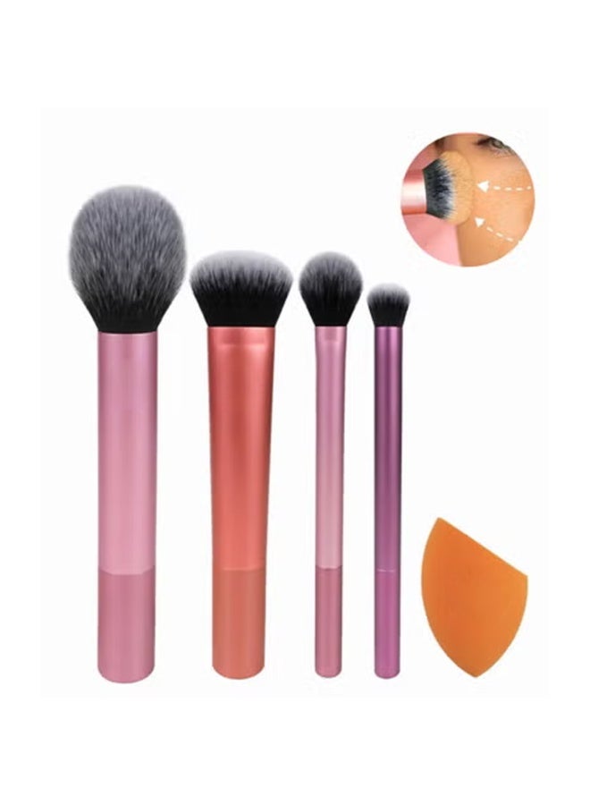 مجموعة فرش مكياج متعددة الاستخدام مكونة من 5 قطع، فرشاة كريم أساس وأحمر الخدود وخافي عيوب العين، متعددة الألوان - Image 1