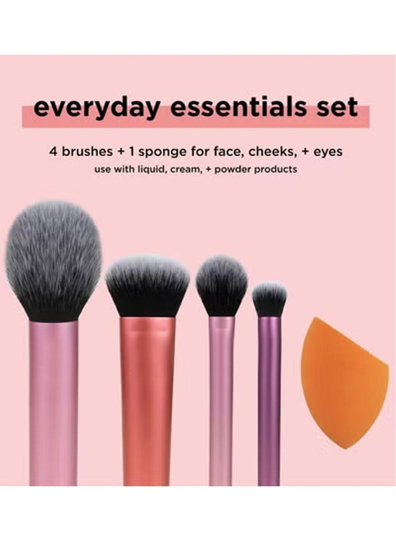 مجموعة فرش مكياج متعددة الاستخدام مكونة من 5 قطع، فرشاة كريم أساس وأحمر الخدود وخافي عيوب العين، متعددة الألوان - Image 2