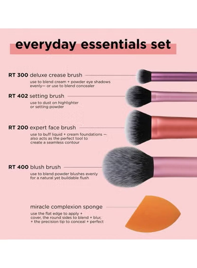 مجموعة فرش مكياج متعددة الاستخدام مكونة من 5 قطع، فرشاة كريم أساس وأحمر الخدود وخافي عيوب العين، متعددة الألوان - Image 3