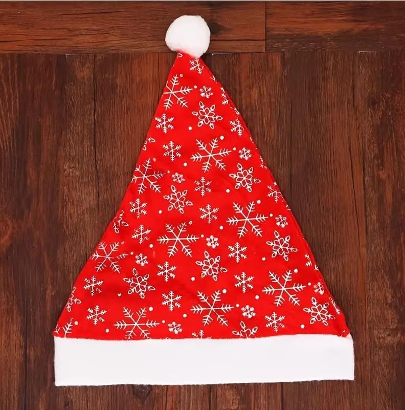 Evisha قبعات سانتا كاب من إيفيشا 2 قطعة نجوم أو رقاقات ثلجية لزينة شجرة عيد الميلاد قبعات عيد الميلاد - Image 3