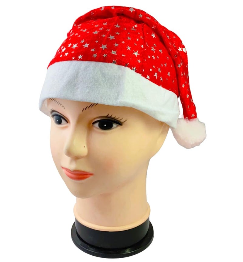Evisha قبعات سانتا كاب من إيفيشا 2 قطعة نجوم أو رقاقات ثلجية لزينة شجرة عيد الميلاد قبعات عيد الميلاد - Image 4