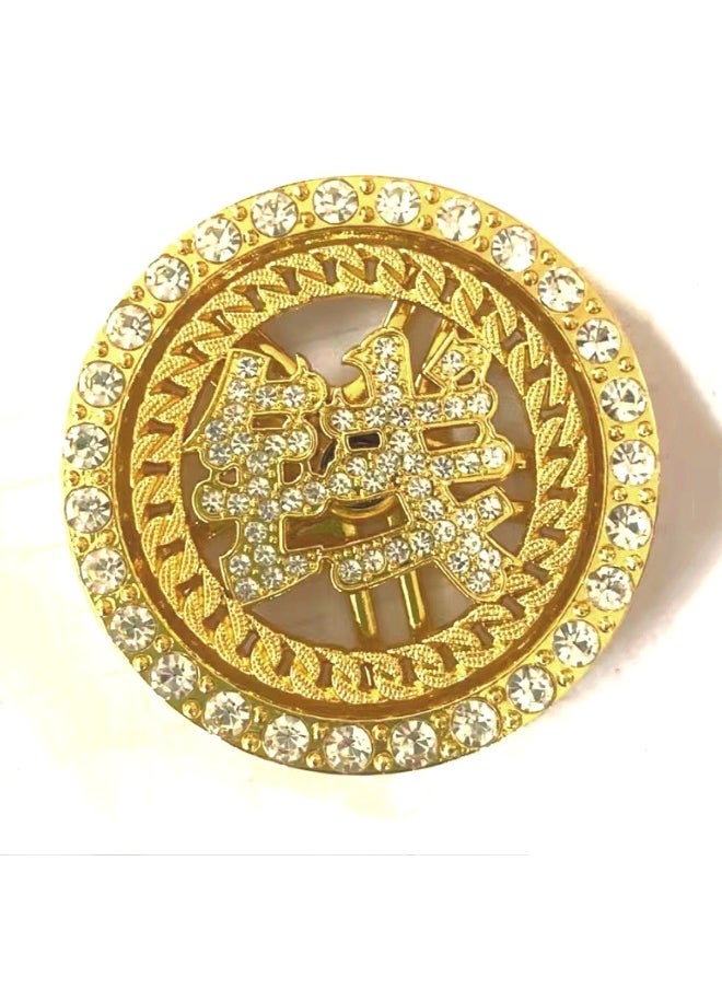 Generic - DIY Time-to-Time Mobile Phone Back Sticking US Dollars To Make Money And Rich Words Rotating Mobile Phone Shell Accessories Turn Big Money Gold Coins-Specifications Support Image Upload:Golden Hair Word 45mm - Image 1