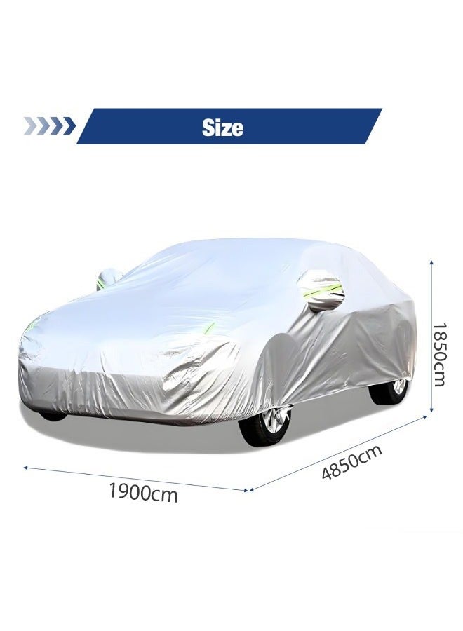 كيلا غطاء سيارة مقاوم للماء في جميع الأحوال الجوية - مقاوم للثلوج، مقاوم للأشعة فوق البنفسجية ومقاوم للرياح، غطاء سيارة كامل خارجي مقاوم للماء، مناسب لسيارات الدفع الرباعي (يناسب سيارات الدفع الرباعي بطول أقل من 4.85 متر، فضي) - Image 2