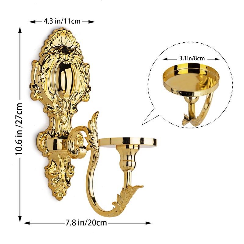 Capesaro Gold Candle Sconces for Tapered Candlestick,Pack of 2, Gold Candle Wall Sconce Holder Iron Candelabra - Image 4