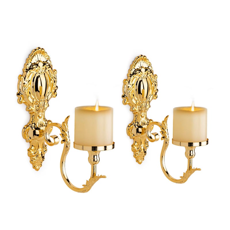 Capesaro Gold Candle Sconces for Tapered Candlestick,Pack of 2, Gold Candle Wall Sconce Holder Iron Candelabra - Image 3