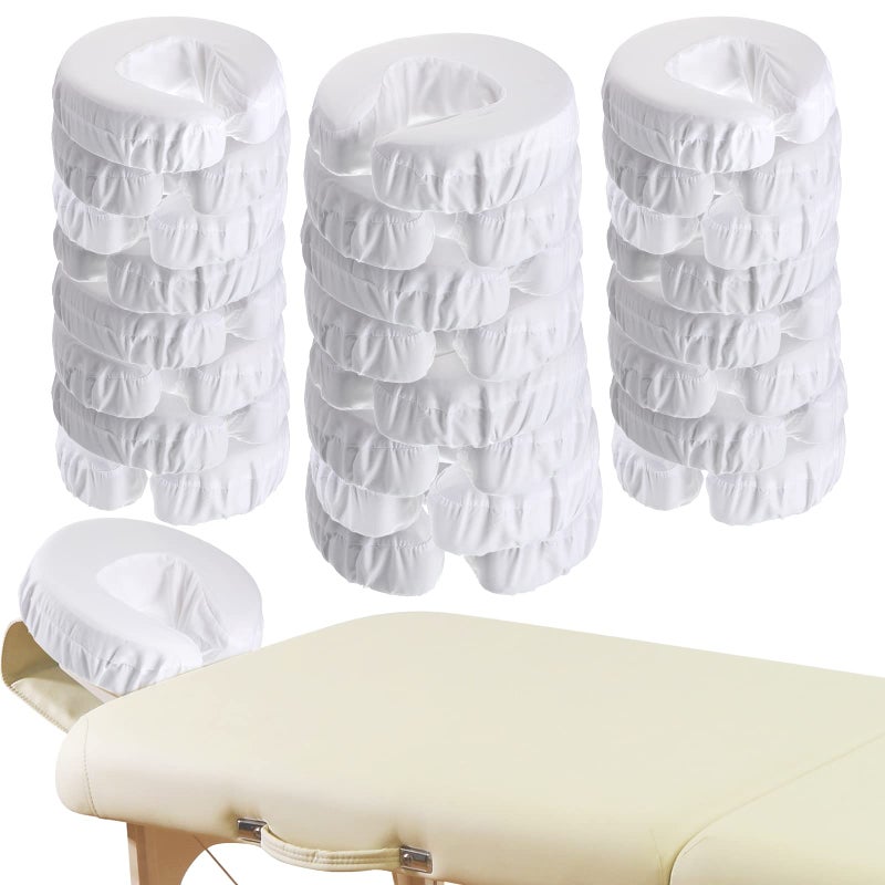 24 Pcs Face Cradle Covers for Massage Table Microfiber Reusable Soft Thicker Massage Table Head Rest Covers Bulk Oil Proof Headrest Cradle Sheets for Spa Beauty Salons White