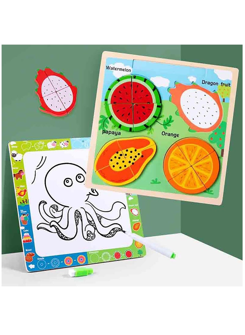 YelaJoy Wooden Puzzle Early Education Toy,Wooden Toys 3D Toddler Puzzles,Wooden Puzzles Gifts For Boy & Girls, Early Educational Learning Wooden Jigsaw Puzzle Set for 1 2 3 Year Old Boys Girls - Image 5