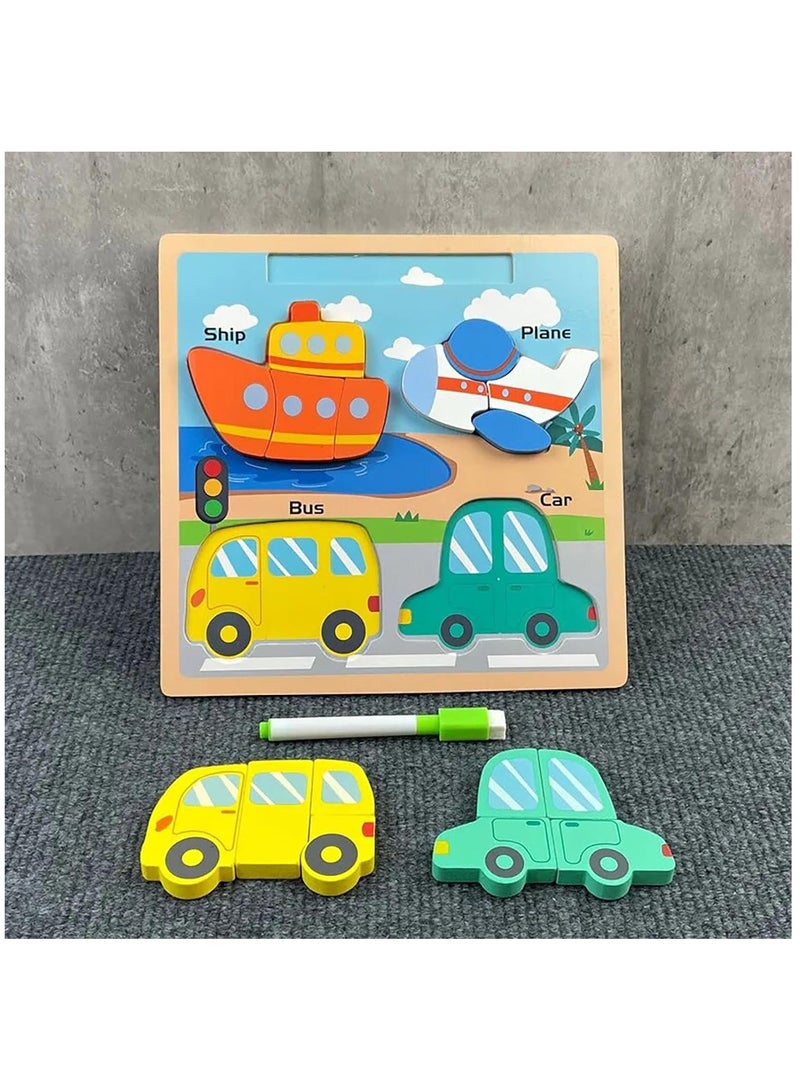 YelaJoy Wooden Puzzle Early Education Toy,Wooden Toys 3D Toddler Puzzles,Wooden Puzzles Gifts For Boy & Girls, Early Educational Learning Wooden Jigsaw Puzzle Set for 1 2 3 Year Old Boys Girls - Image 2