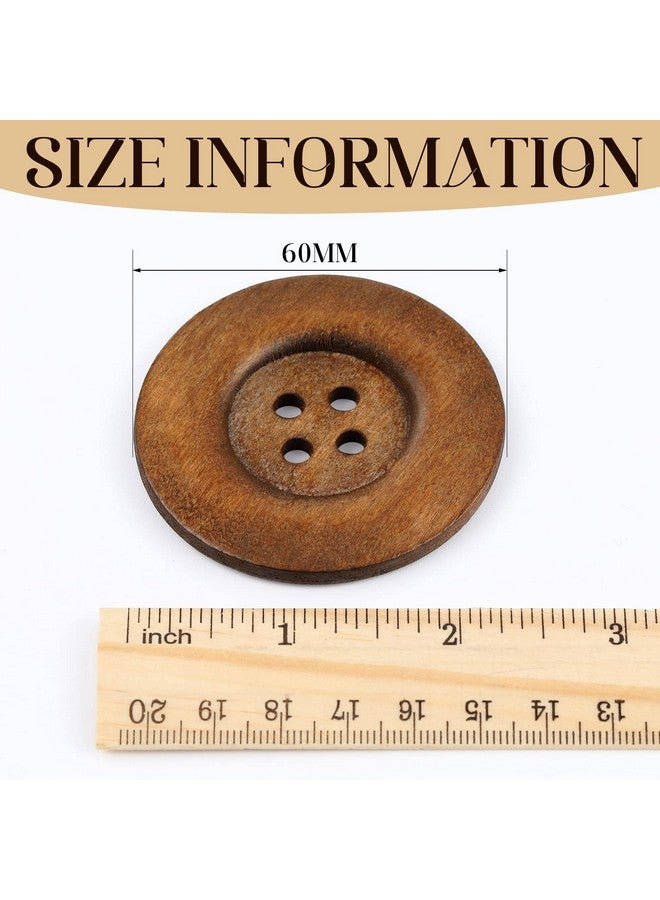 Mtlee 30 Pieces Large Size Wood Buttons 2.36 Inch Round Sewing Button 4 Holes Large Buttons For Crafts Sewing Large Wooden Buttons For Diy Clothing Bag Decoration Supplies (Brown) - Image 2
