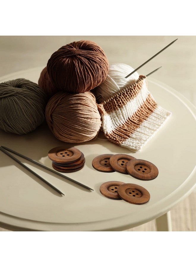 Mtlee 30 Pieces Large Size Wood Buttons 2.36 Inch Round Sewing Button 4 Holes Large Buttons For Crafts Sewing Large Wooden Buttons For Diy Clothing Bag Decoration Supplies (Brown) - Image 4