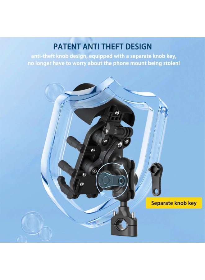 سيوسي Universal Motorcycle Phone Mount, 8-Claw Bike Phone Holder with brim, Waterproof Smartphone Mount Compatible with iPhone 15/14 Pro Max, S23/S22 Ultra, GoPro, Fits ATV, Dirt Bike, Shockproof - Image 5