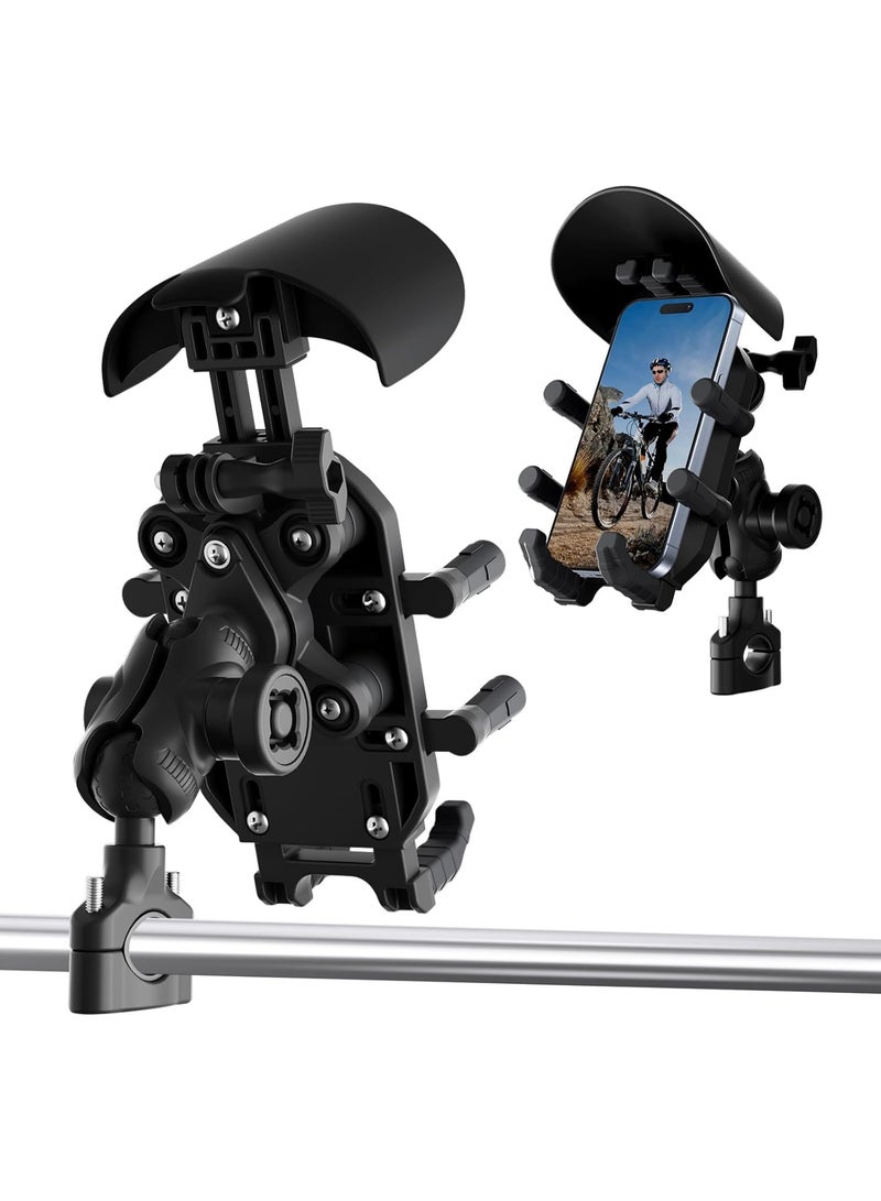 سيوسي Universal Motorcycle Phone Mount, 8-Claw Bike Phone Holder with brim, Waterproof Smartphone Mount Compatible with iPhone 15/14 Pro Max, S23/S22 Ultra, GoPro, Fits ATV, Dirt Bike, Shockproof - Image 1