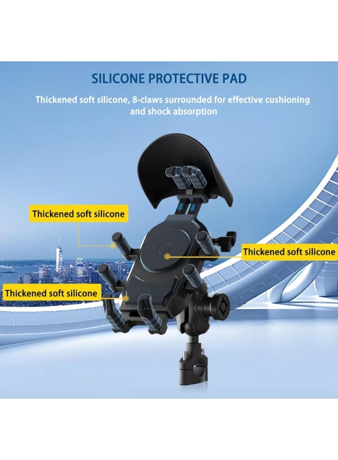 سيوسي Universal Motorcycle Phone Mount, 8-Claw Bike Phone Holder with brim, Waterproof Smartphone Mount Compatible with iPhone 15/14 Pro Max, S23/S22 Ultra, GoPro, Fits ATV, Dirt Bike, Shockproof - Image 2