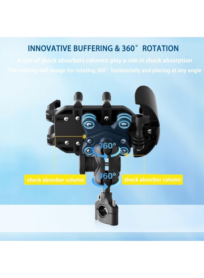 سيوسي Universal Motorcycle Phone Mount, 8-Claw Bike Phone Holder with brim, Waterproof Smartphone Mount Compatible with iPhone 15/14 Pro Max, S23/S22 Ultra, GoPro, Fits ATV, Dirt Bike, Shockproof - Image 3