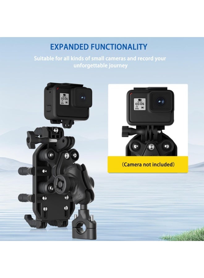 سيوسي Universal Motorcycle Phone Mount, 8-Claw Bike Phone Holder with brim, Waterproof Smartphone Mount Compatible with iPhone 15/14 Pro Max, S23/S22 Ultra, GoPro, Fits ATV, Dirt Bike, Shockproof - Image 4