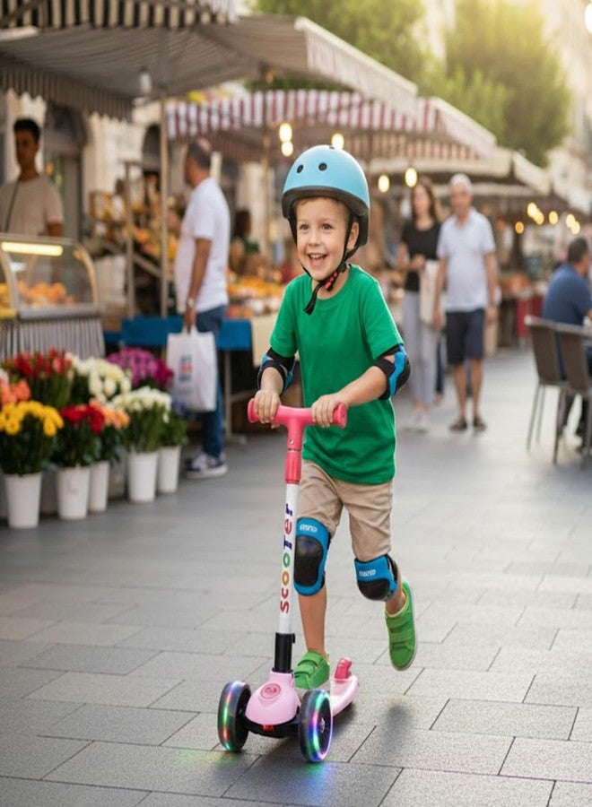 NHR Kick Scooter for Kids, Foldable Scooter with 4 Adjustable Height Levels & Colorful Light Wheels, Lightweight Scooty for Boys & Girls (3+ Years, Pink) - Image 1