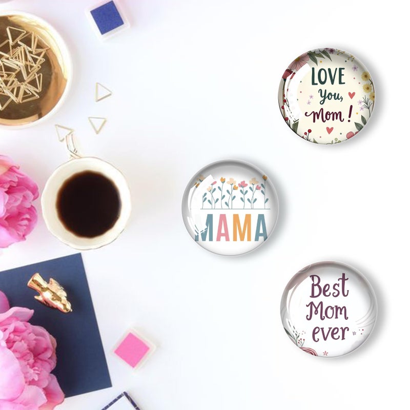 Poitvd 12Pcs Glass Refrigerator Magnet Fridge Gift for Mom,Mothers Day Fridge Magnets Decoration for Crafts,Strong Fridge Magnets for Kitchen, School,Office Whiteboard, Cabinet and Dishwasher - Image 3