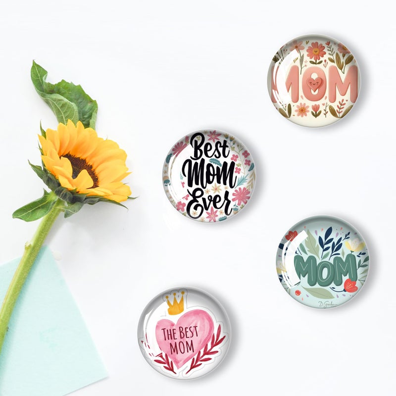Poitvd 12Pcs Glass Refrigerator Magnet Fridge Gift for Mom,Mothers Day Fridge Magnets Decoration for Crafts,Strong Fridge Magnets for Kitchen, School,Office Whiteboard, Cabinet and Dishwasher - Image 4