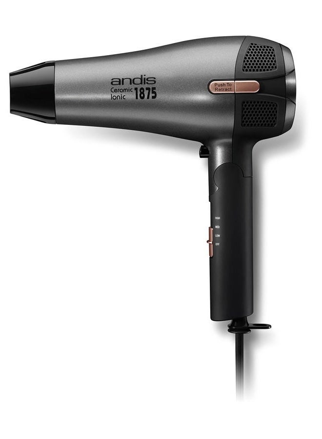 Andis 80280 Fold-n-go 1875 Watt Ceramic Ionic Dryer, Retractable Cord, Lightweight with Professional Blowout Results, Quick Drying Blow Dryer, Black/Silver - Image 4
