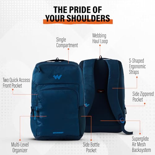 Wildcraft Kenzo 25 Water Resistant Backpack for Men & Women - Blue | Unisex Backpack for Office Use & Travel | Waterproof Laptop Backpack - Image 4