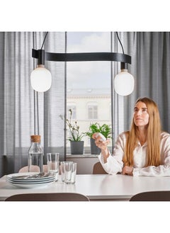 Generic Pendant lamp with light bulb, wave shaped black/smart wireless dimmable  - Image 2