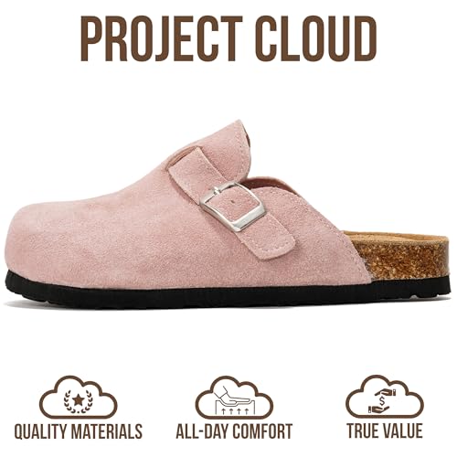Project Cloud 100% Genuine Leather Kids Clogs with Natural Cork Footbed & Memory Foam Insole Arch Support Non-Slip Clogs for Kids Slippers Sandals for Boys & Girls Footwear(LittleBenton,LILASUEDE,12) - Image 3