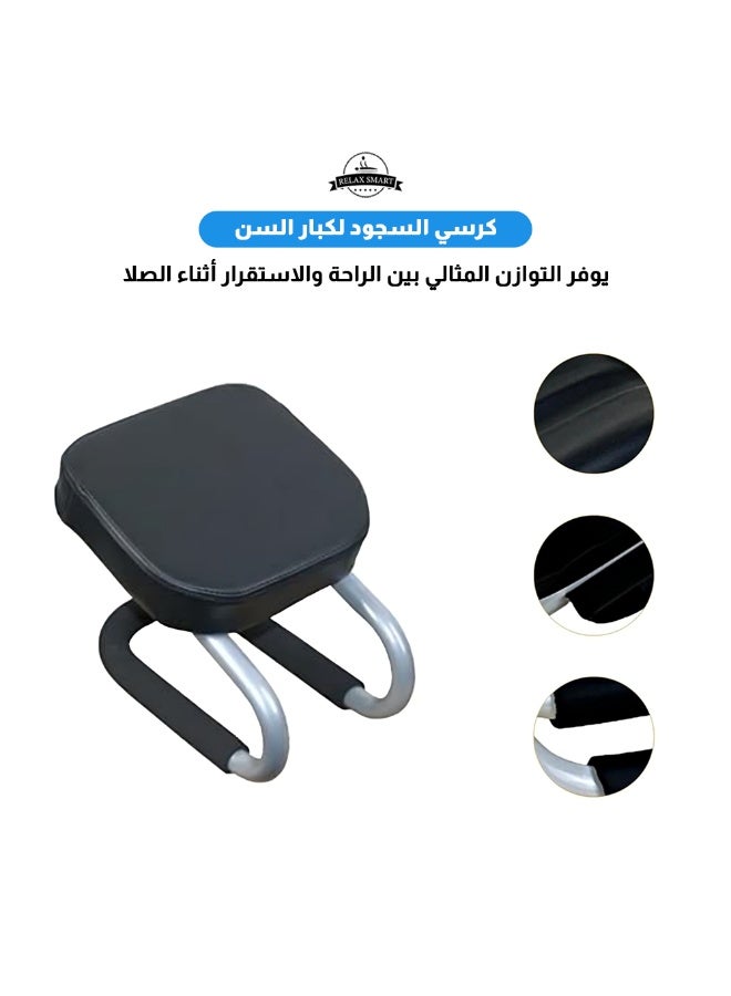 Relax Smart Prostration Chair is a Prayer Chair for Muslims - Comfort and Support During Prayer, Padded Leather Seat Handcrafted, Ergonomic Design for Comfortable Prayer Position, Meditation Stool Mindfulness Prayer Kneeling Stool Sujoud Chair with Anti-slip Cover, Black, 25x28x22.5cm - Image 3