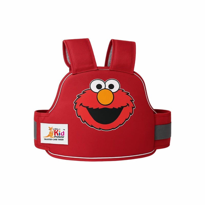 Kid Protector حزام أمان للأطفال للدراجات ذات العجلتين | حزام 4 نقاط | قابل للتعديل (35-90 سم) | شرائط عاكسة | العمر 2-7 | حزام دراجة، سكوتر | قماش قوي ودائم (أحمر) - Image 2