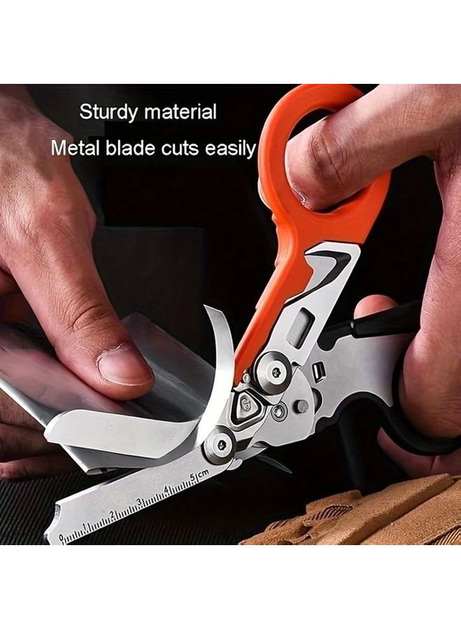 Orange Black Folding Medical Shears Heavy Duty Stainless Steel Emergency Scissors with Belt Clip - Image 5