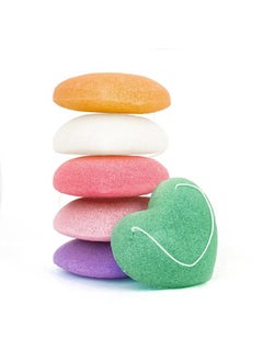 Linkidea 6 Pack Konjac Facial Sponges, Gentle Face & Body Scrubber for Deep Cleansing and Exfoliating, Washing Puff for Makeup, Shower  - Image 1