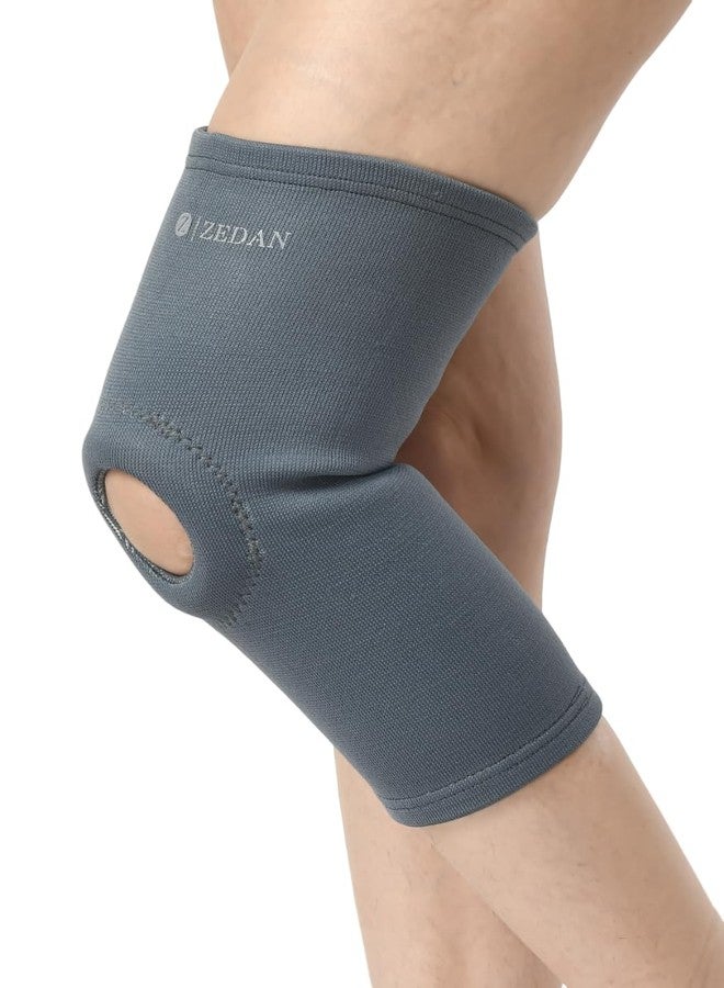 ZEDAN Cotton Knee Cap with Open Patella | For Pain Relief, Knee Support & Knee Guard Brace | Breathable Knee Cap Brace | For Men & Women (1 Unit) (XX-Large, Grey) - Image 1