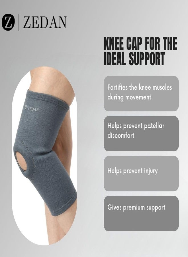 ZEDAN Cotton Knee Cap with Open Patella | For Pain Relief, Knee Support & Knee Guard Brace | Breathable Knee Cap Brace | For Men & Women (1 Unit) (XX-Large, Grey) - Image 2