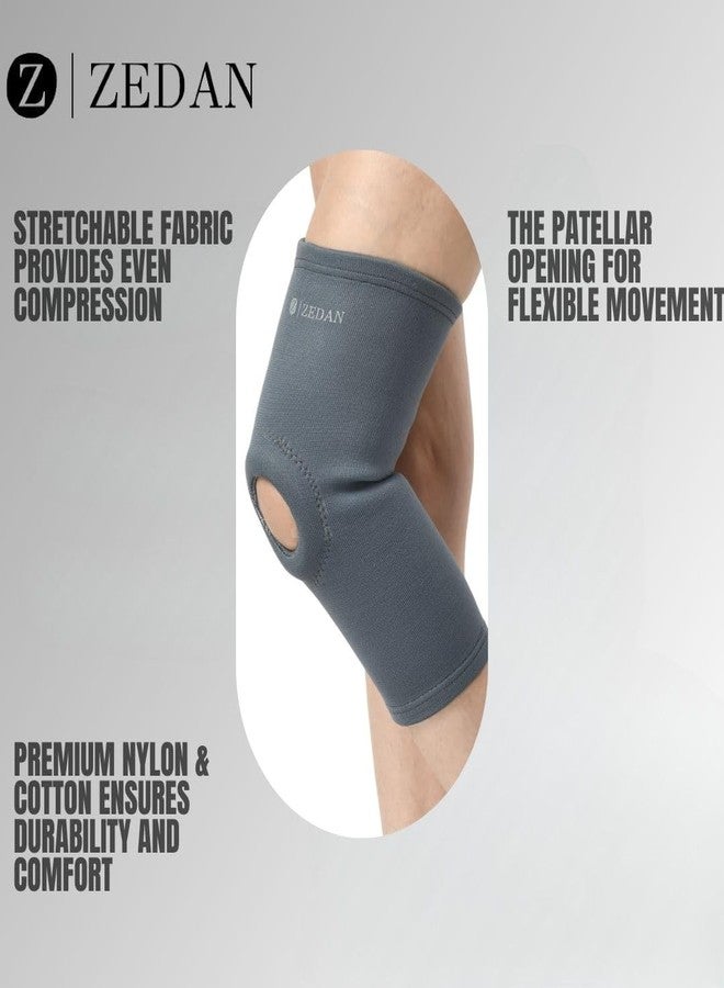 ZEDAN Cotton Knee Cap with Open Patella | For Pain Relief, Knee Support & Knee Guard Brace | Breathable Knee Cap Brace | For Men & Women (1 Unit) (XX-Large, Grey) - Image 3
