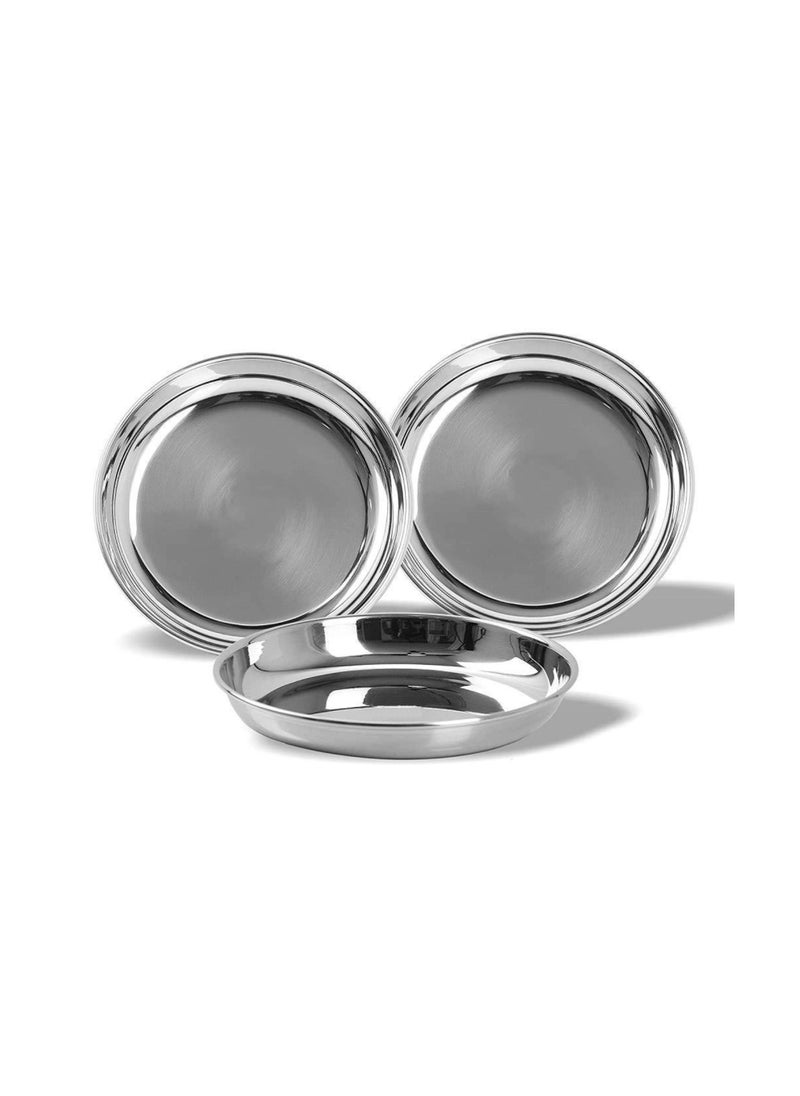 Ayda 6-Pieces Stainless Steel Halwa Plate Set Small Snacks and Dessert Plate Serveware Mirror Finish 12cm Silver  - Image 1
