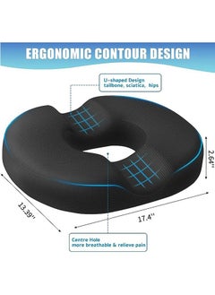 Arabest Donut Pillow Seat Cushion,Donut Chair Cushions for Postpartum Pregnancy & Hemorrhoids,Tailbone Pain Relief Cushion,Memory Foam Seat Cushions for Office&Home Chairs (Black)  - Image 2